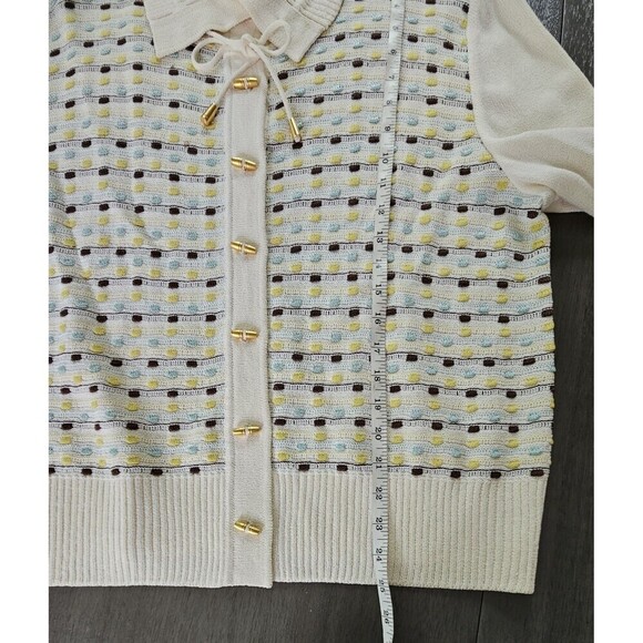 St John Sport Cardigan Sweater Wool Blend Collared Toggle Buttons XL Old Money - Picture 5 of 9